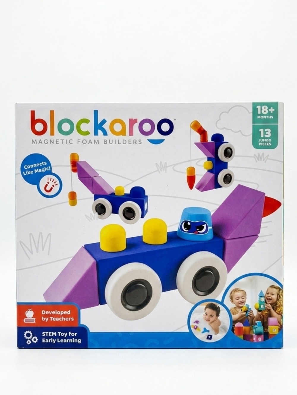 Blockaroo Magnetic Foam Building Blocks - 13-Piece Roadster Set